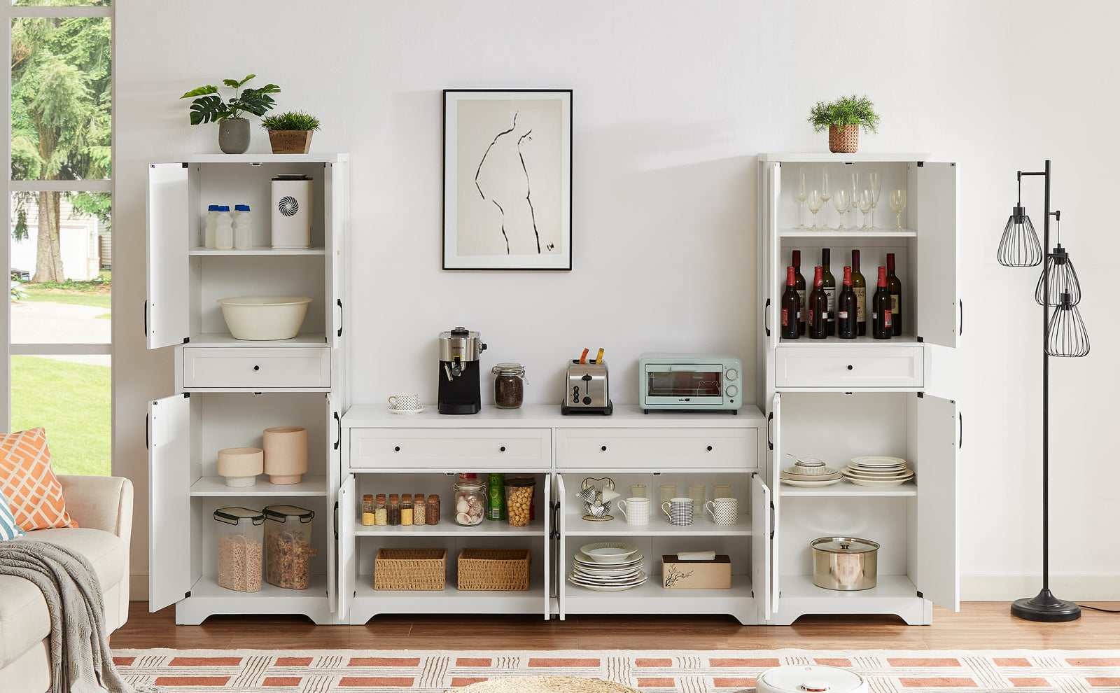 Nøordka Light Sideboard Default 68" White Tall Sideboard Cabinet With Storage