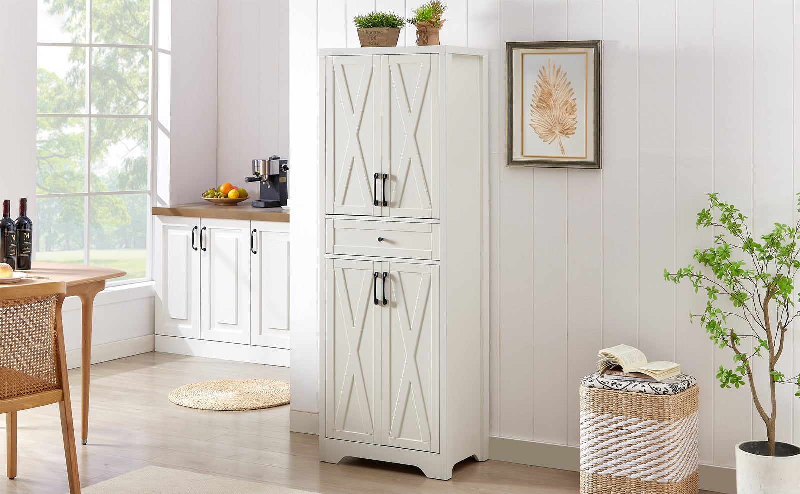 Nøordka Light Sideboard Default 68" White Tall Sideboard Cabinet With Storage