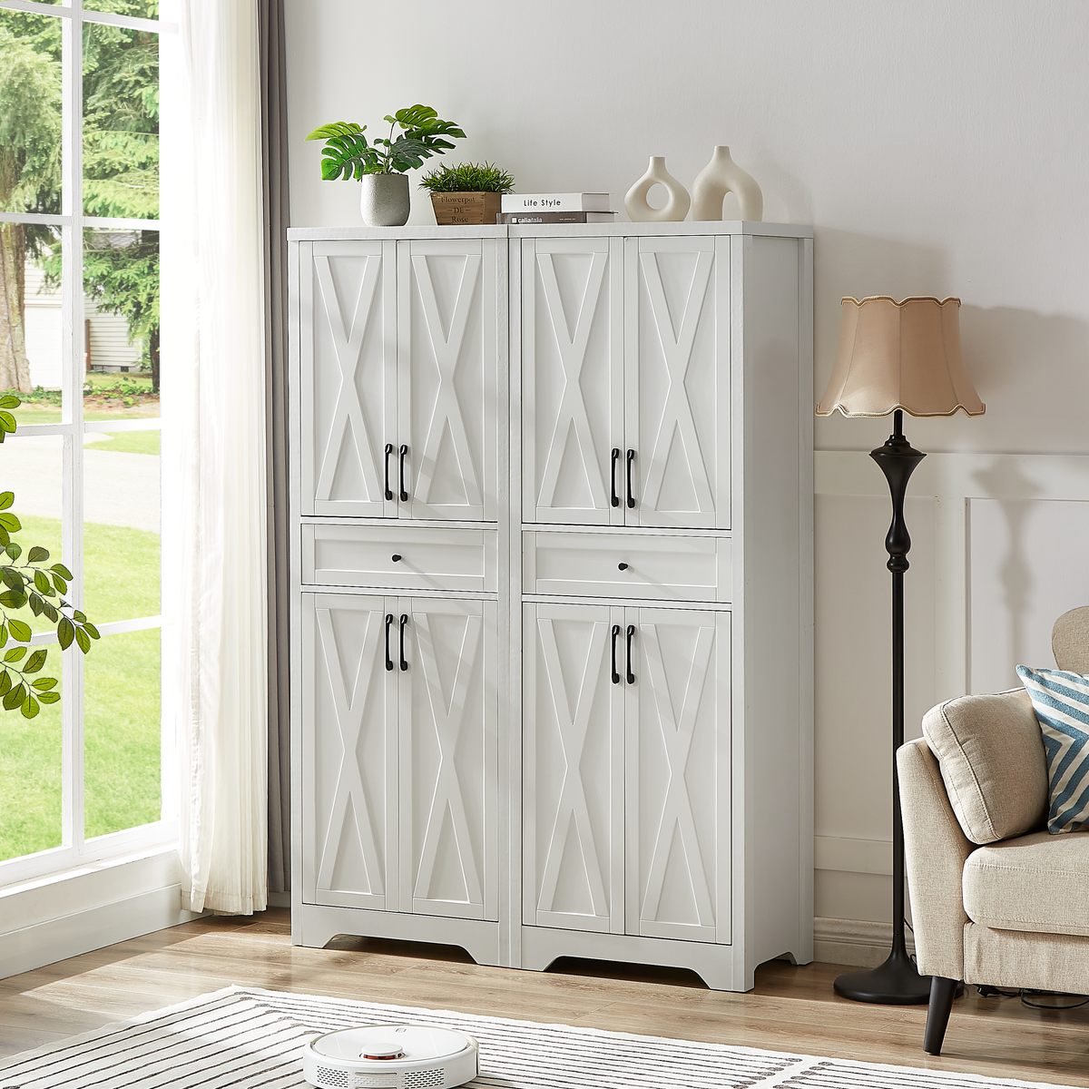 Nøordka Light Sideboard Default 68" White Tall Sideboard Cabinet With Storage
