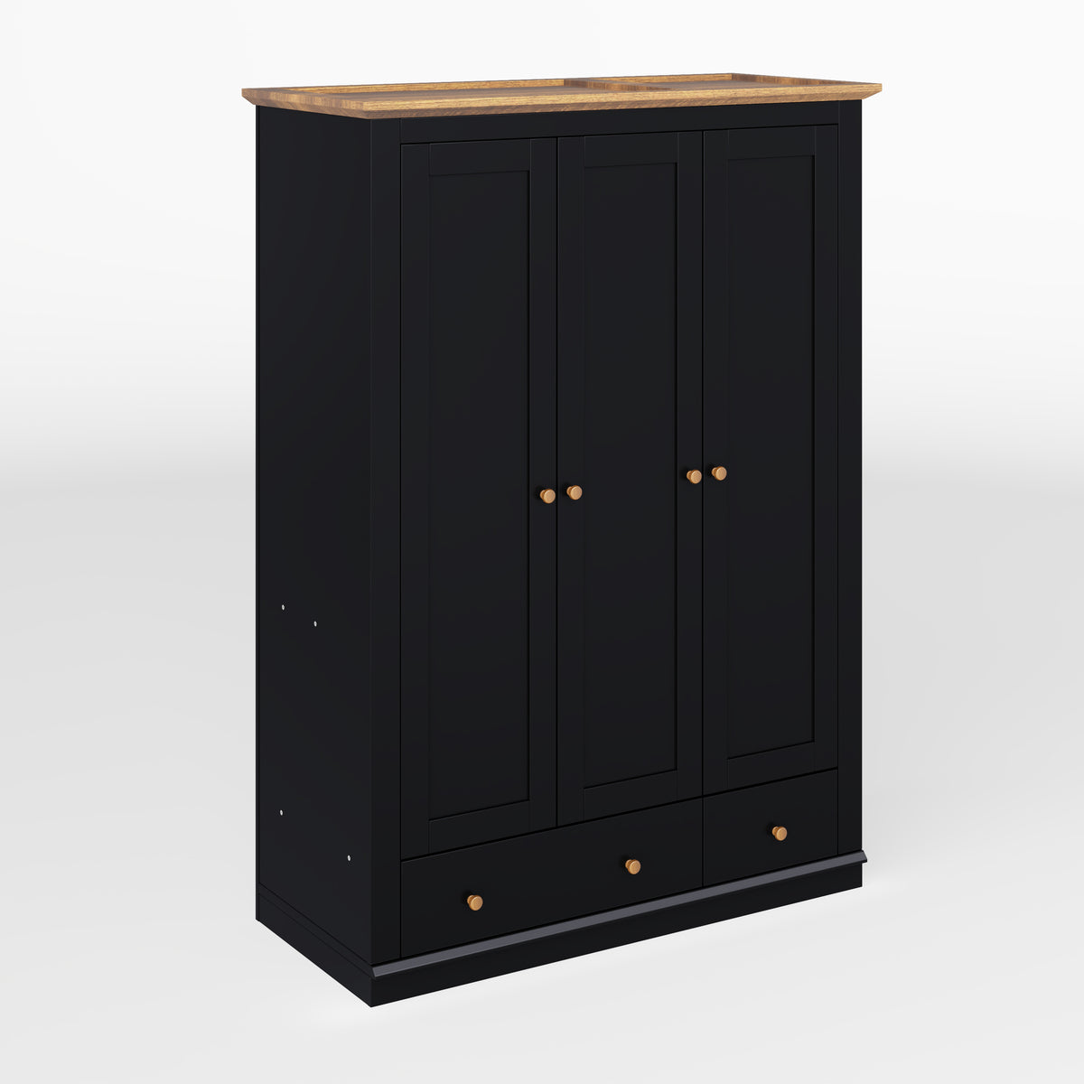Nøordka Light Sideboard Default 70" Black Mid Century Modern Wood 3 Door Armoire Wardrobe Closet