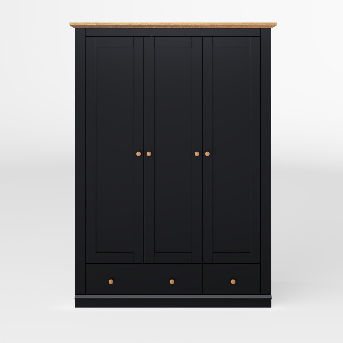 Nøordka Light Sideboard Default 70" Black Mid Century Modern Wood 3 Door Armoire Wardrobe Closet
