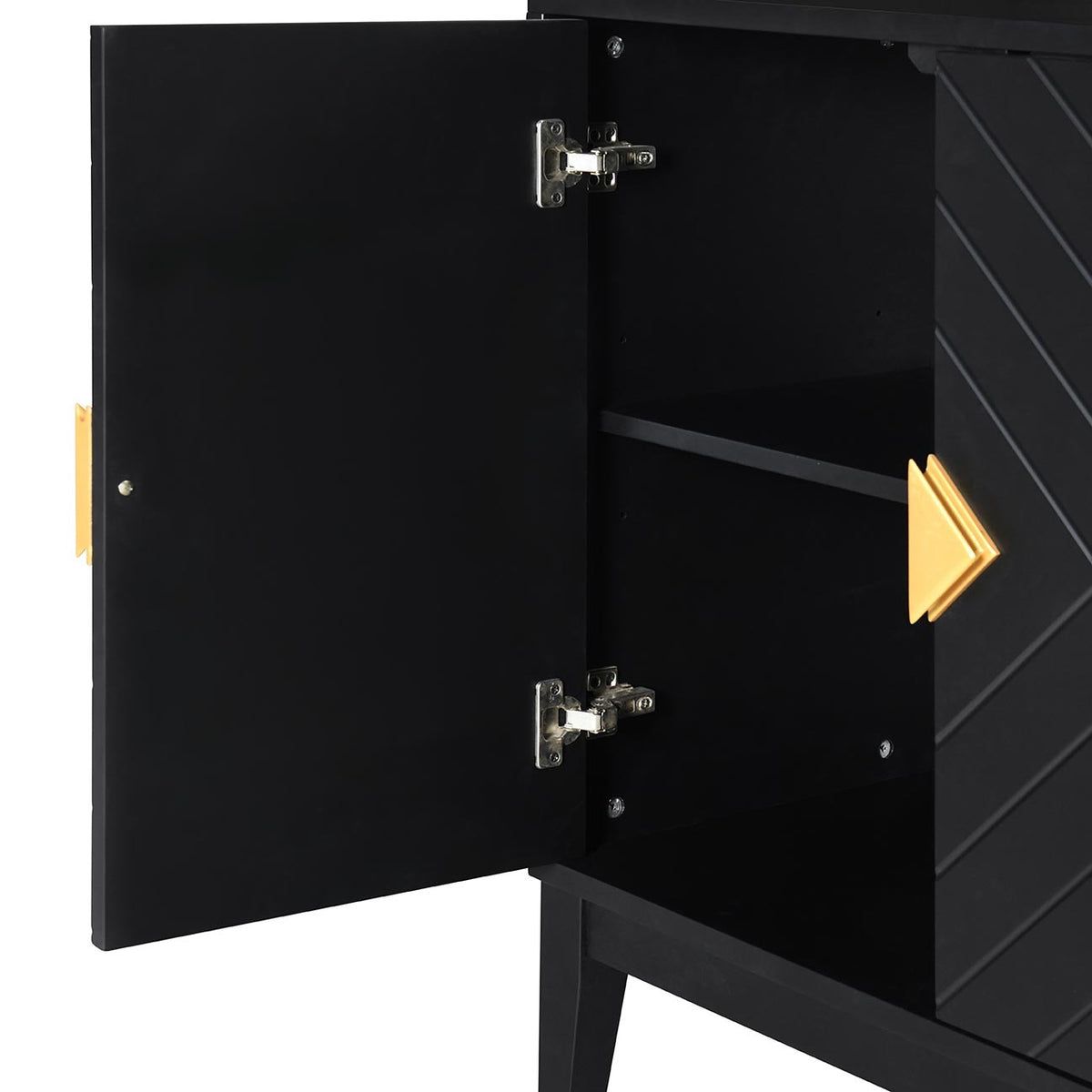 Nøordka Light Sideboard Default Black 4-Door Sideboard Storage Cabinet with Gold Handles &amp; Adjustable Shelves