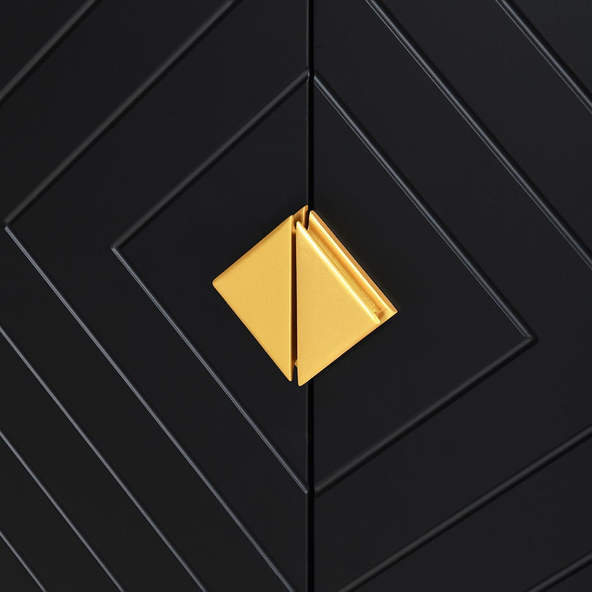 Nøordka Light Sideboard Default Black 4-Door Sideboard Storage Cabinet with Gold Handles &amp; Adjustable Shelves