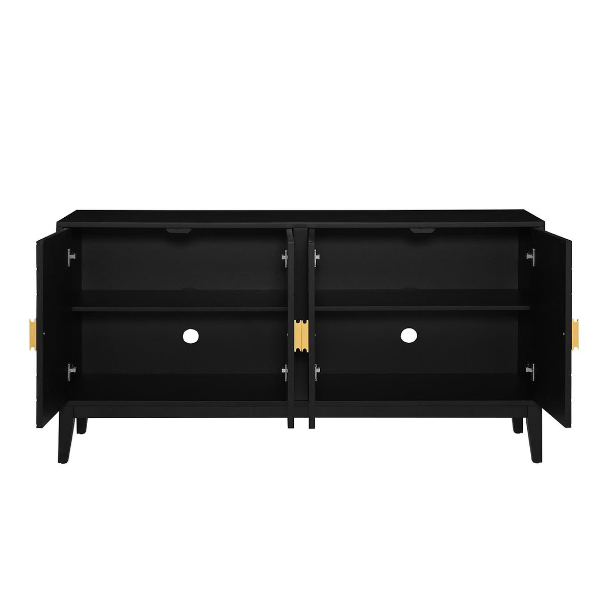 Nøordka Light Sideboard Default Black 4-Door Sideboard Storage Cabinet with Gold Handles &amp; Adjustable Shelves