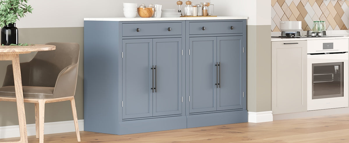 Nøordka Light Sideboard Default Gray Mid Century Modern Freestanding Kitchen Pantry Cabinet with Adjustable Shelves