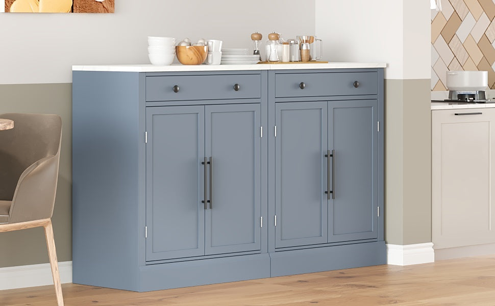 Nøordka Light Sideboard Default Gray Mid Century Modern Freestanding Kitchen Pantry Cabinet with Adjustable Shelves