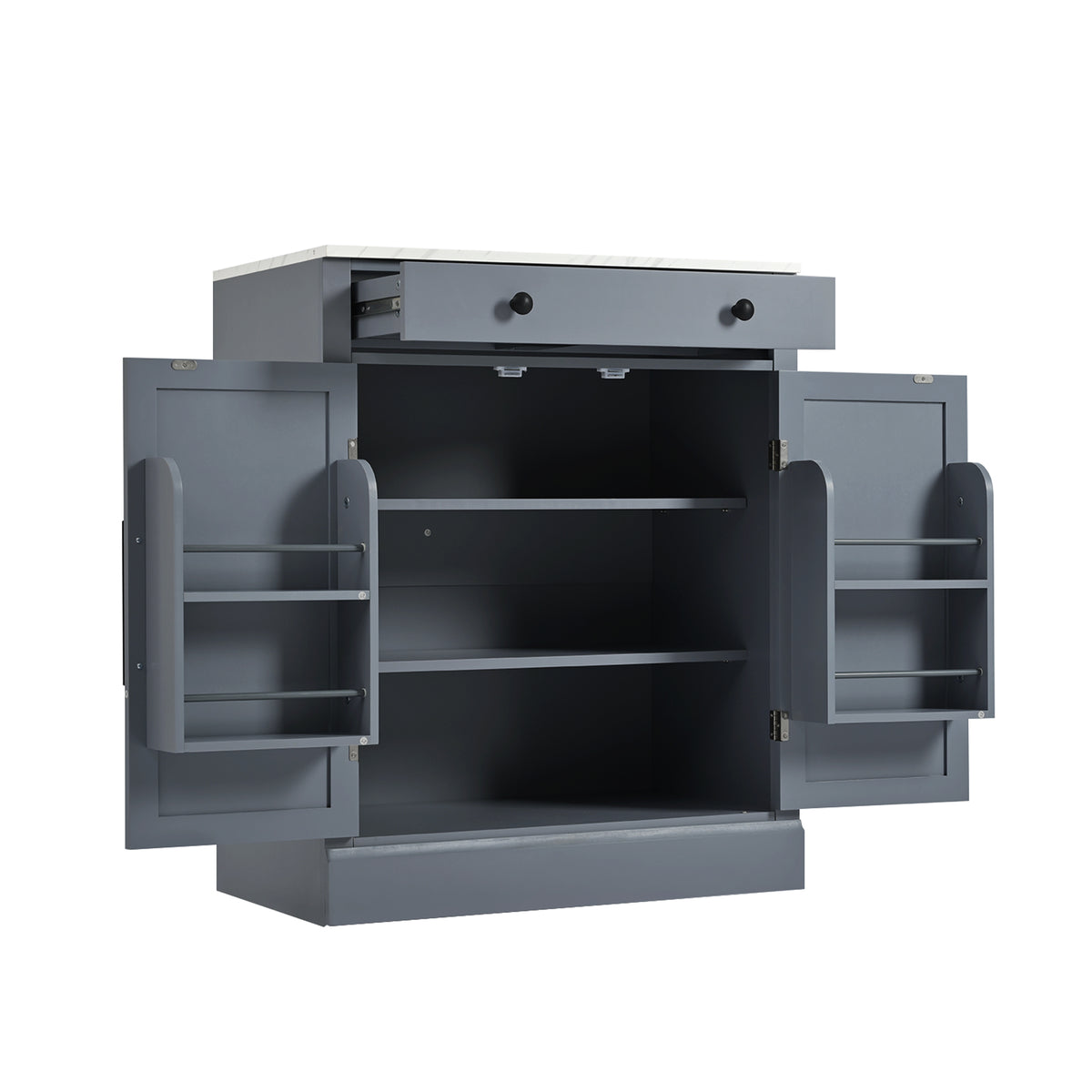 Nøordka Light Sideboard Default Gray Mid Century Modern Freestanding Kitchen Pantry Cabinet with Adjustable Shelves