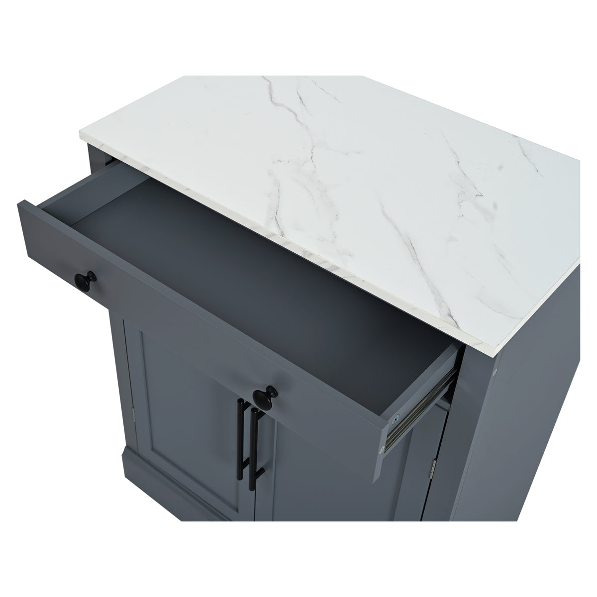 Nøordka Light Sideboard Default Gray Mid Century Modern Freestanding Kitchen Pantry Cabinet with Adjustable Shelves