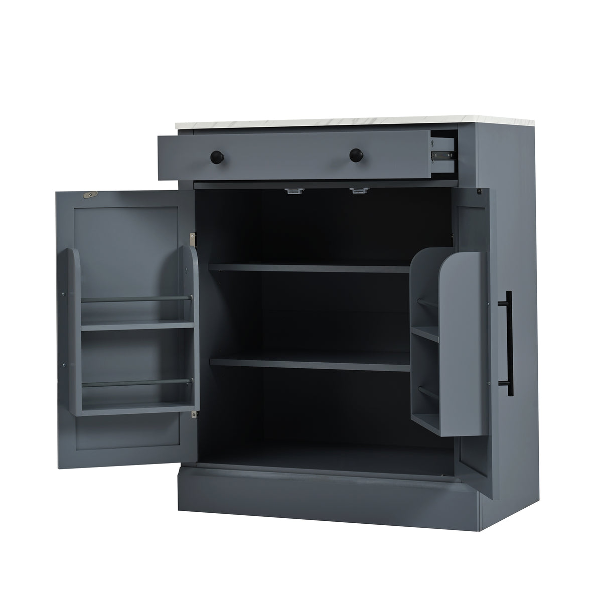 Nøordka Light Sideboard Default Gray Mid Century Modern Freestanding Kitchen Pantry Cabinet with Adjustable Shelves