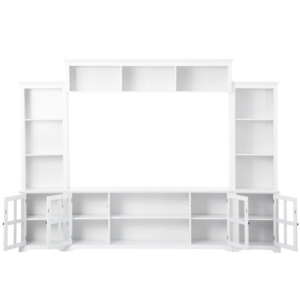 Nøordka Light TV Stand Default 105" White Entertainment Wall Unit with Bridge Modern TV Console Table for TVs Up to 70"