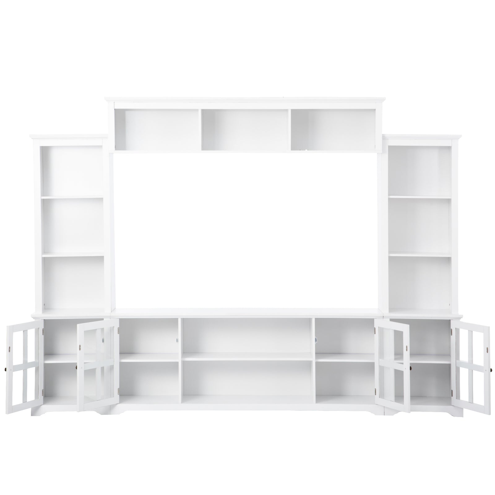 Nøordka Light TV Stand Default 105" White Entertainment Wall Unit with Bridge Modern TV Console Table for TVs Up to 70"