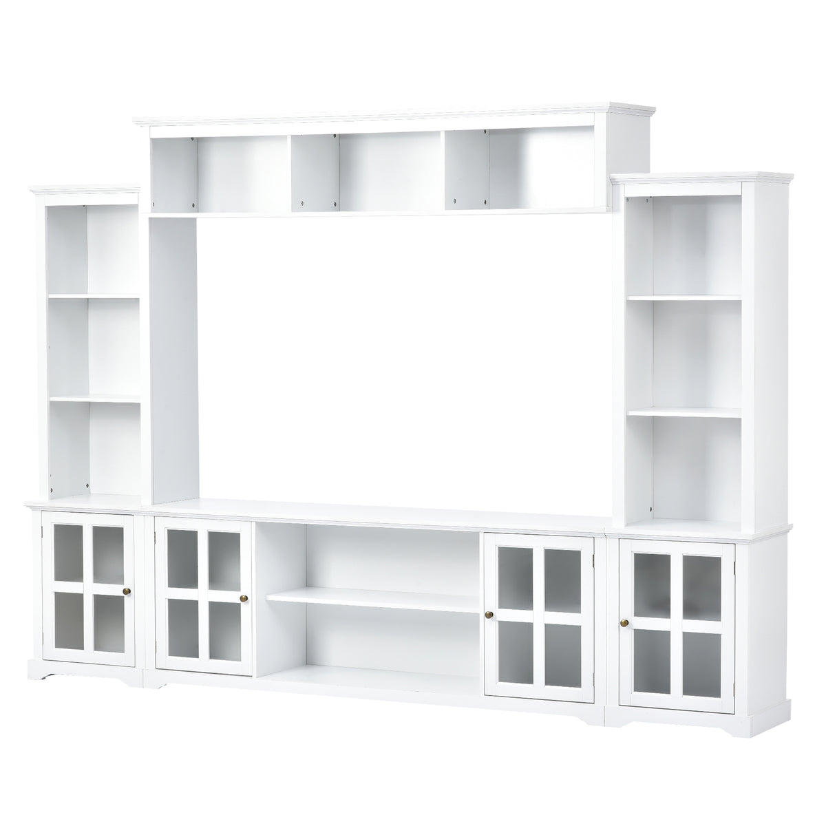 Nøordka Light TV Stand Default 105" White Entertainment Wall Unit with Bridge Modern TV Console Table for TVs Up to 70"