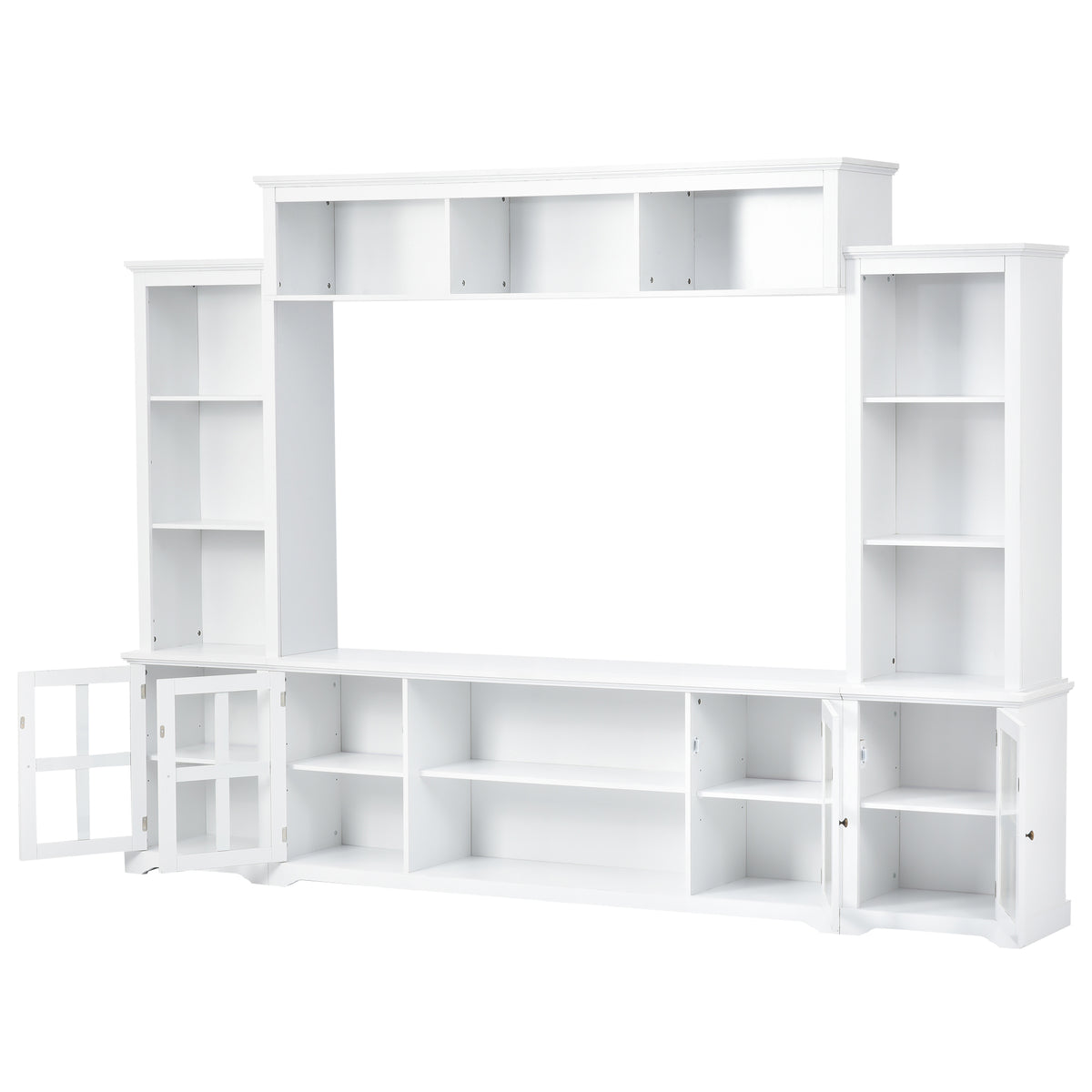 Nøordka Light TV Stand Default 105" White Entertainment Wall Unit with Bridge Modern TV Console Table for TVs Up to 70"