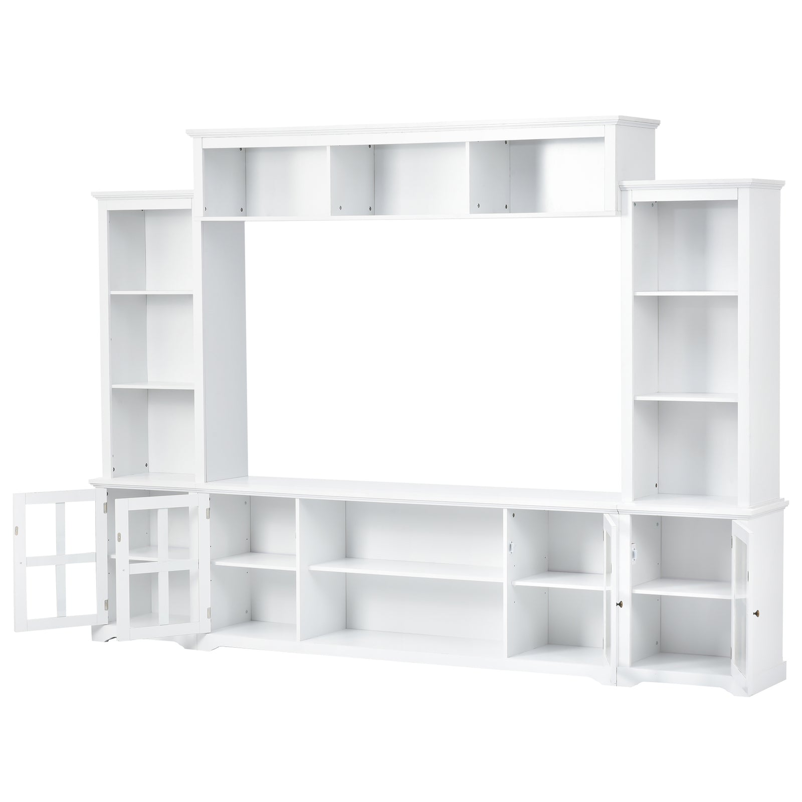 Nøordka Light TV Stand Default 105" White Entertainment Wall Unit with Bridge Modern TV Console Table for TVs Up to 70"