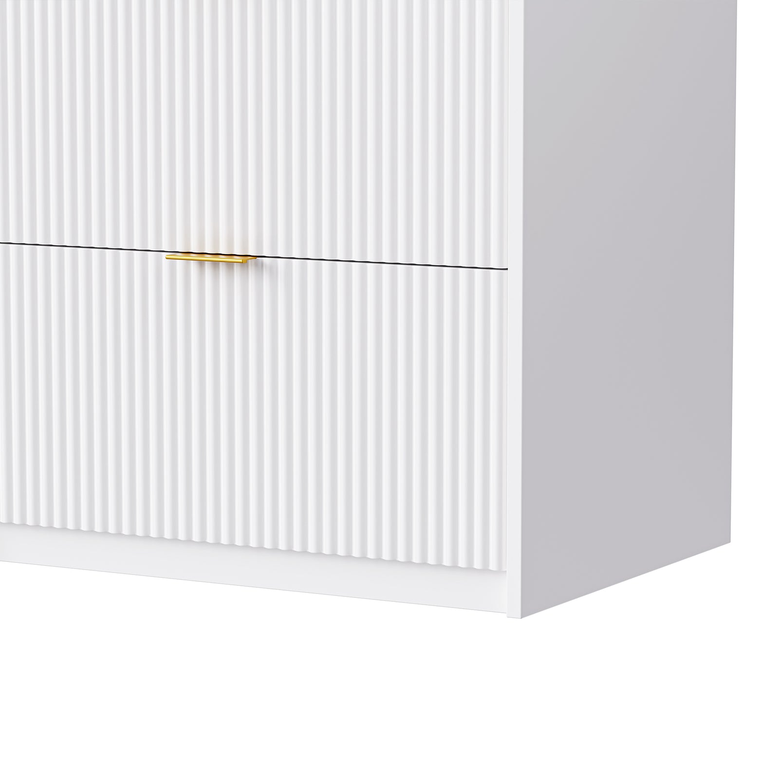 Nøordka Light TV Stand Default 113" White Fluted 4-Piece Entertainment Wall Unit for TVs Up to 70"