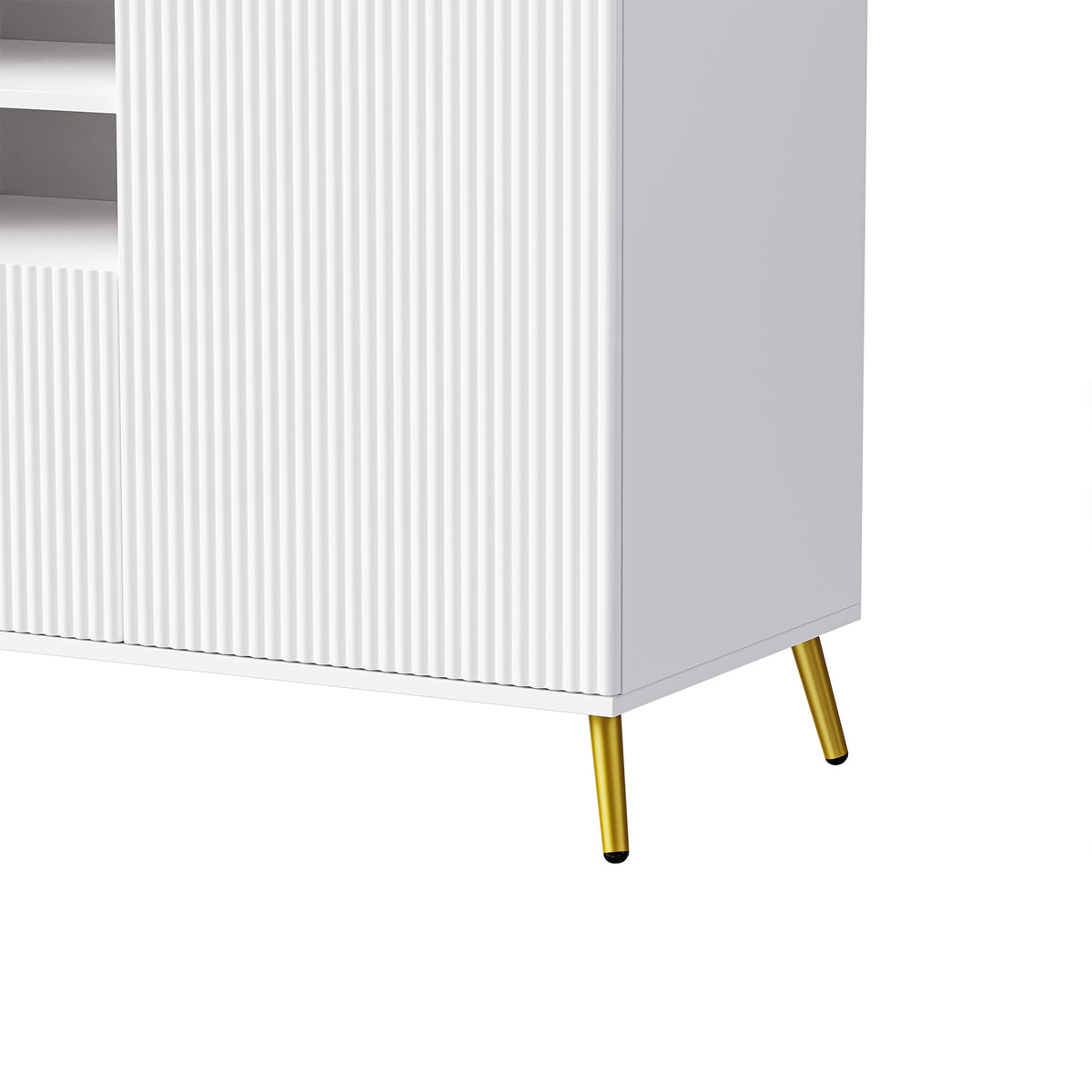 Nøordka Light TV Stand Default 113" White Fluted 4-Piece Entertainment Wall Unit for TVs Up to 70"