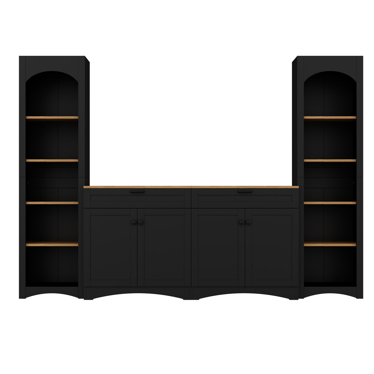 Nøordka Light TV Stand Default 3-Piece Black Farmhouse Style Entertainment Center for TVs Up to 70"