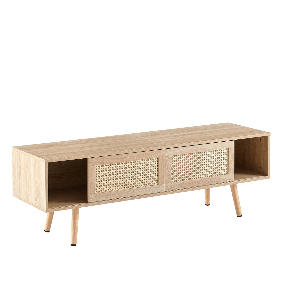 Nøordka Light TV Stand Default 55" Solid Wood Rattan TV Stand With Double Sliding Doors