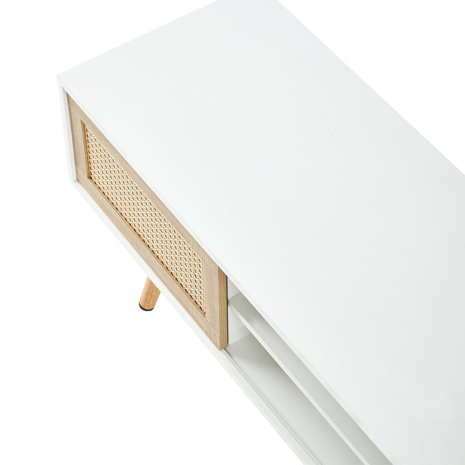 Nøordka Light TV Stand Default 55" White Rattan TV Stand With Double Sliding Doors