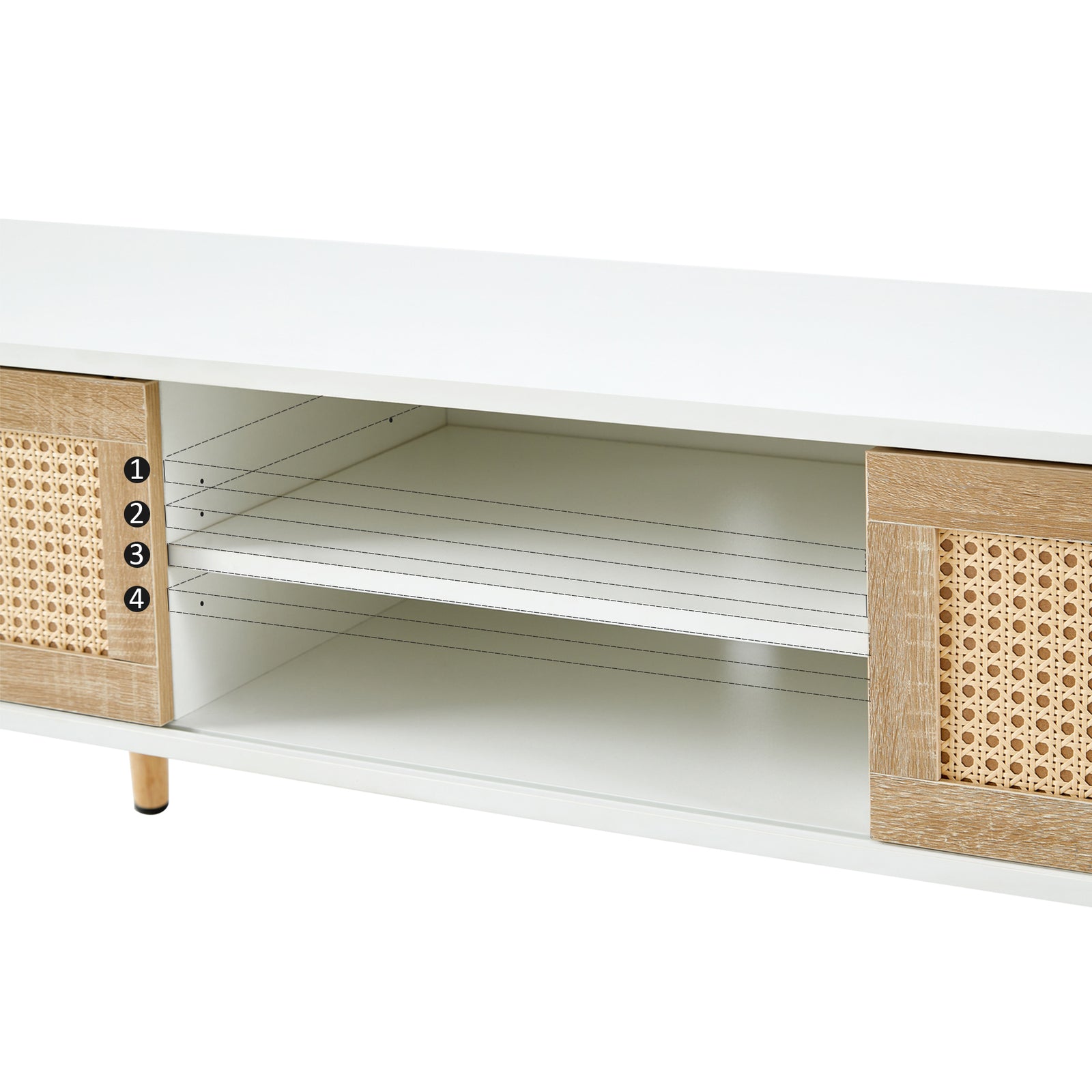 Nøordka Light TV Stand Default 55" White Rattan TV Stand With Double Sliding Doors