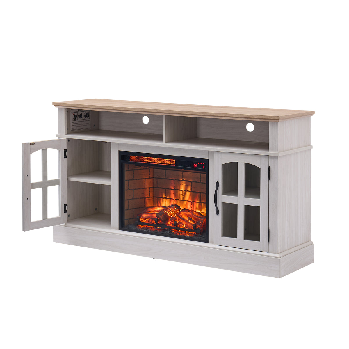Nøordka Light TV Stand Default 58" Jasmin White Fireplace TV Stand with 23" Electric Fireplace for TVs up to 70"