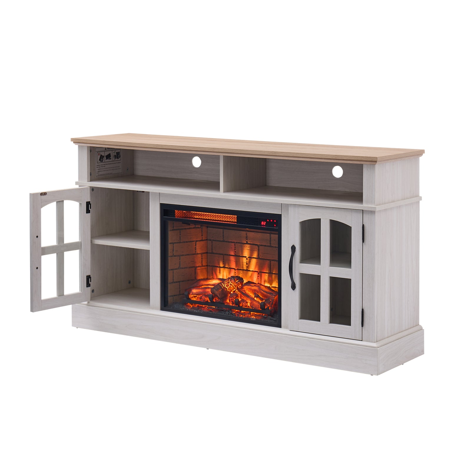 Nøordka Light TV Stand Default 58" Jasmin White Fireplace TV Stand with 23" Electric Fireplace for TVs up to 70"
