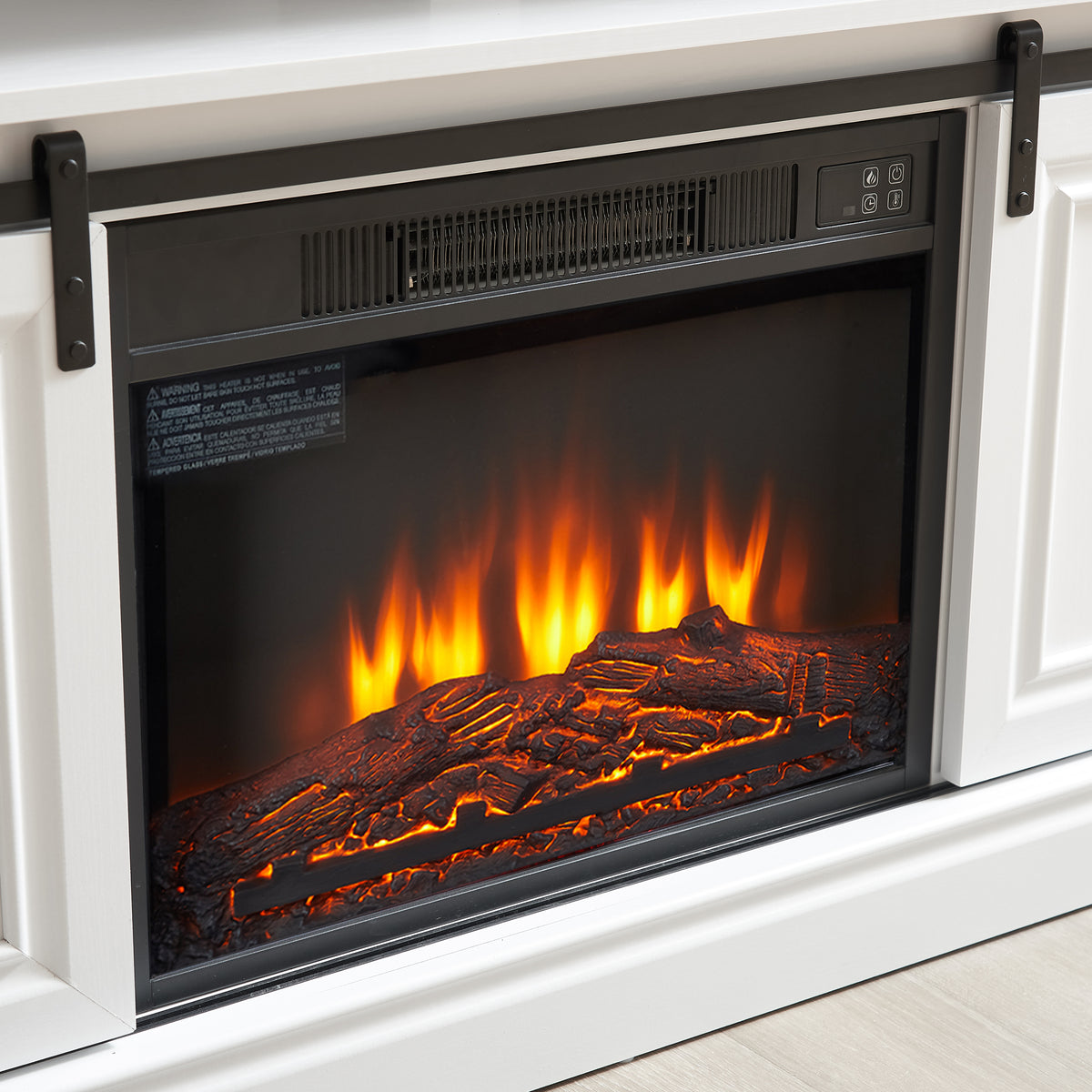 Nøordka Light TV Stand Default 60" Antique White Media Console for TVs up to 65" with Electric Fireplace