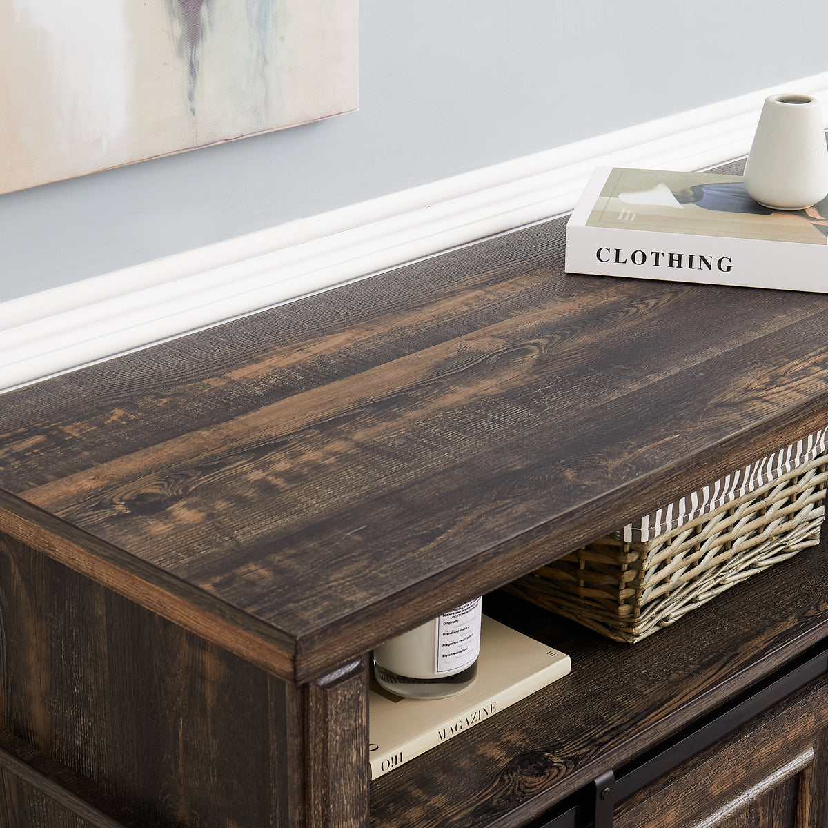 Nøordka Light TV Stand Default 60" Brown Mid Century Modern Entertainment Center &amp; TV Stand with 23" Electric Fireplace