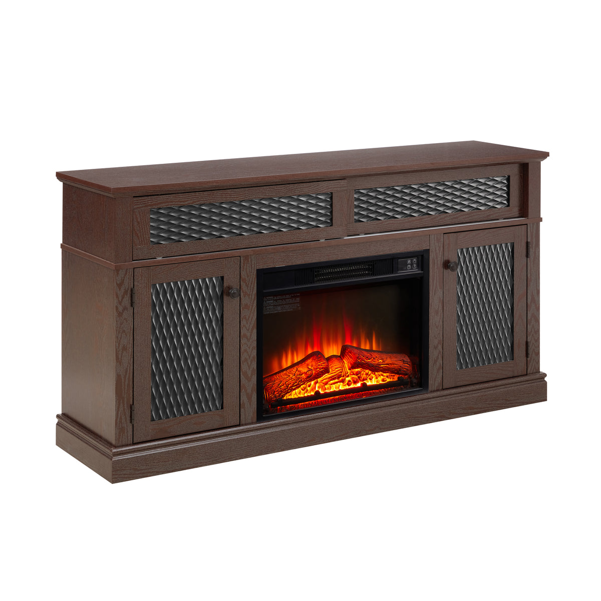 Nøordka Light TV Stand Default 60" Dark Cherry Embossed TV Stand With 23" Fireplace Insert fro TVs up to 65"