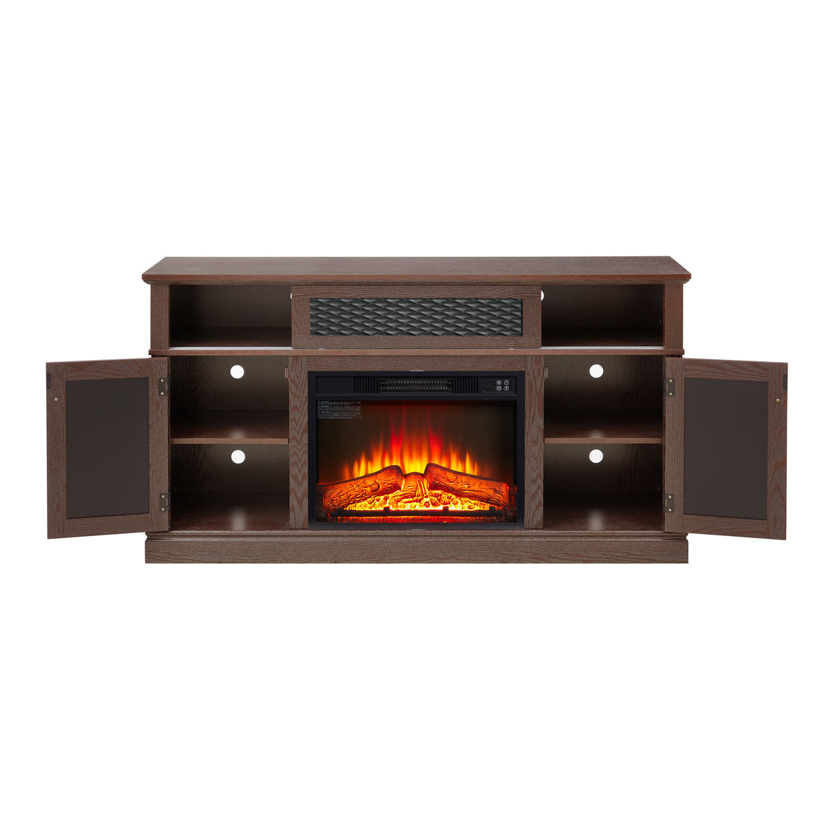 Nøordka Light TV Stand Default 60" Dark Cherry Embossed TV Stand With 23" Fireplace Insert fro TVs up to 65"