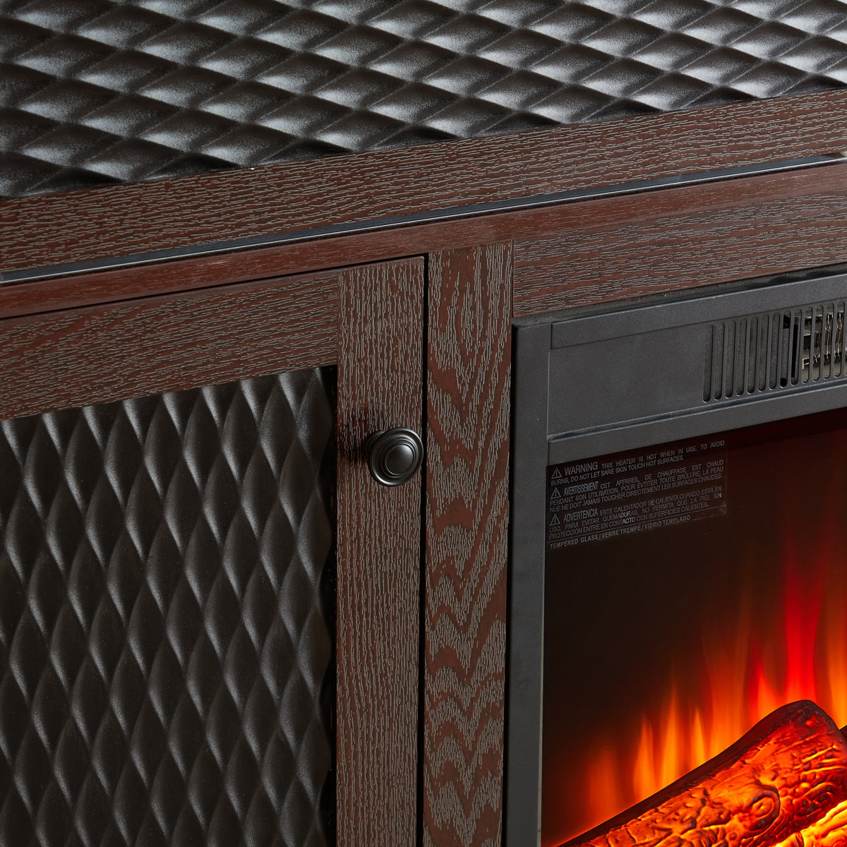 Nøordka Light TV Stand Default 60" Dark Cherry Embossed TV Stand With 23" Fireplace Insert fro TVs up to 65"