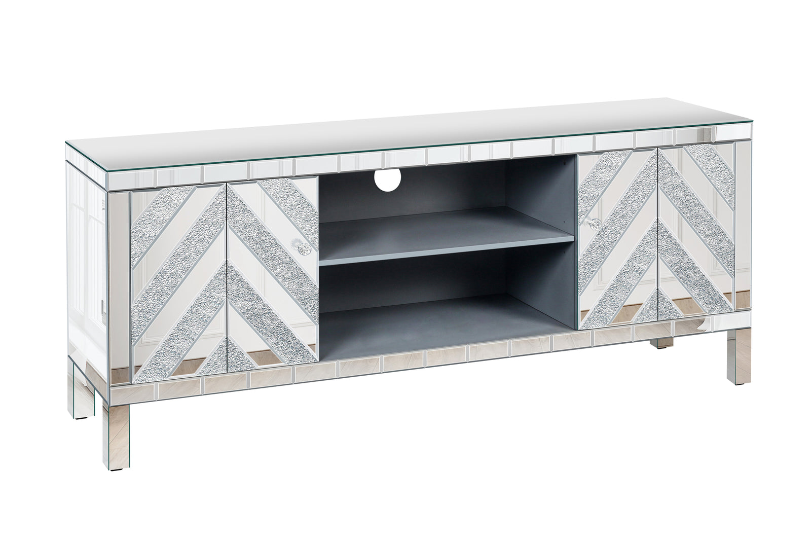 Nøordka Light TV Stand Default 60" Silver Mirrored TV Stand for 65" TVs