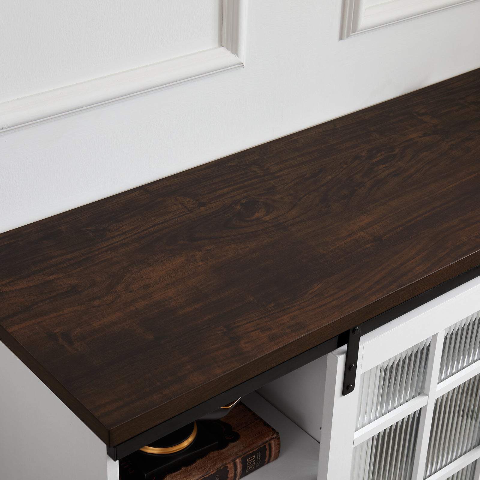 Nøordka Light TV Stand Default 60" White & Brown Multipurpose Sliding Door TV Stand