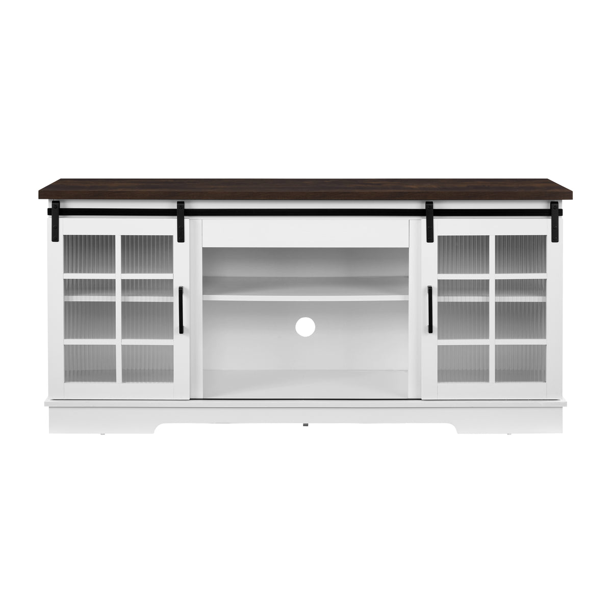 Nøordka Light TV Stand Default 60" White &amp; Brown Multipurpose Sliding Door TV Stand