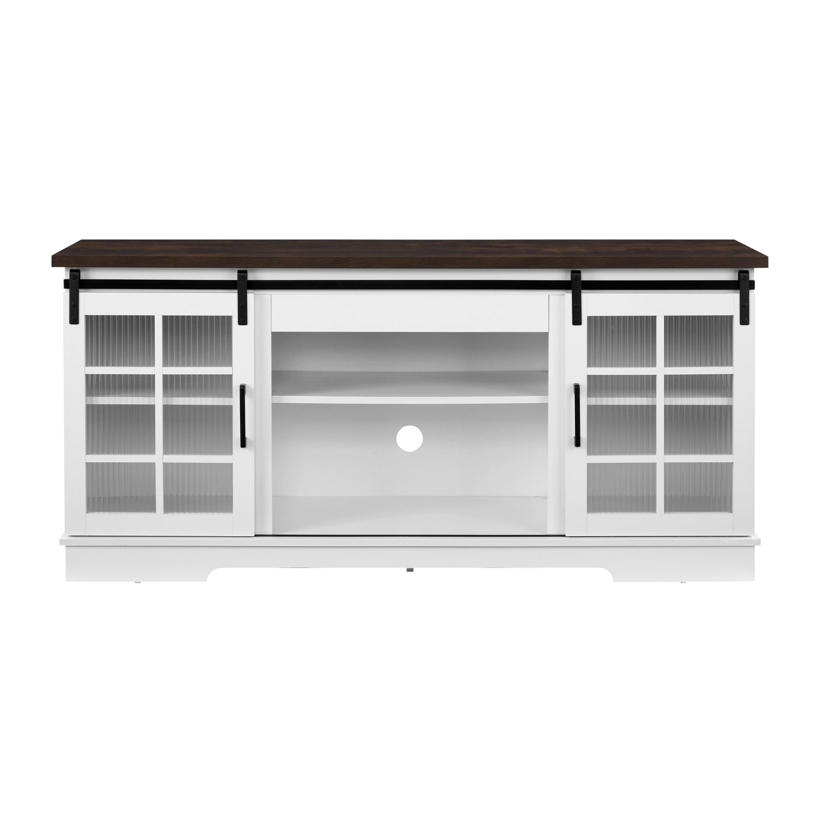 Nøordka Light TV Stand Default 60" White & Brown Multipurpose Sliding Door TV Stand