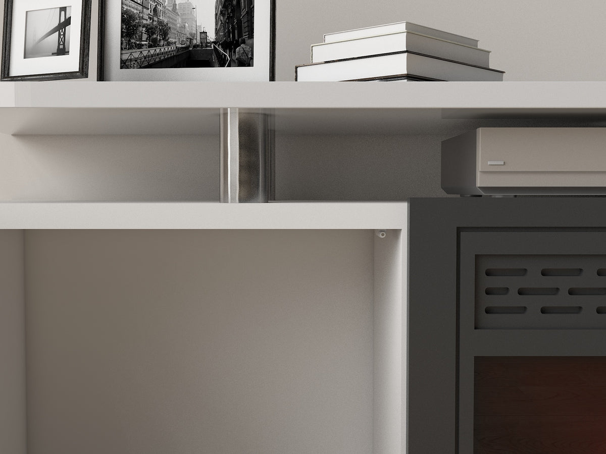 Nøordka Light TV Stand Default 63" White Gloss TV Stand Unit With Fireplace for TVs up to 60"