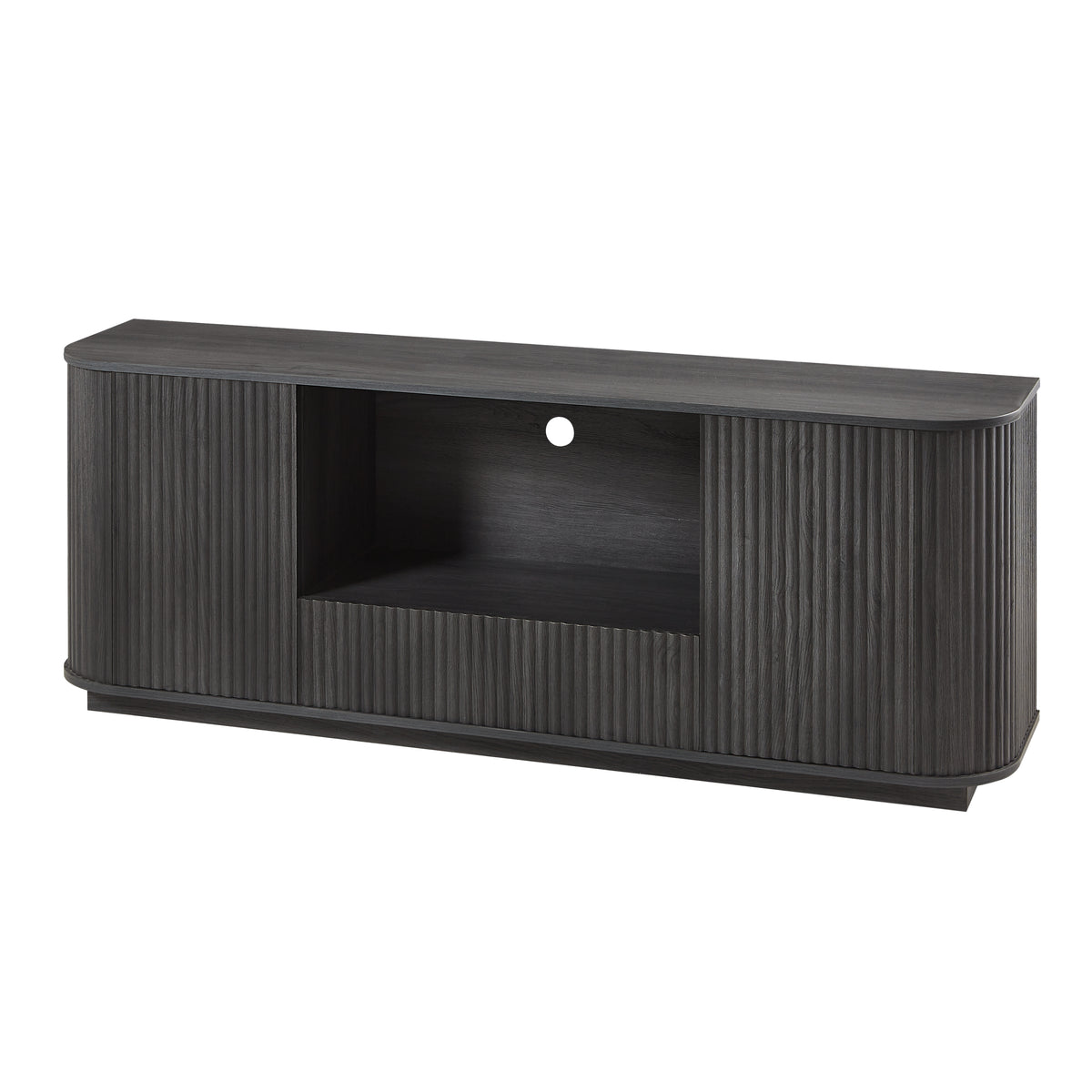 Nøordka Light TV Stand Default 64" Black Mid Century Modern Wavy TV Stand &amp; Entertainment Center with Storage
