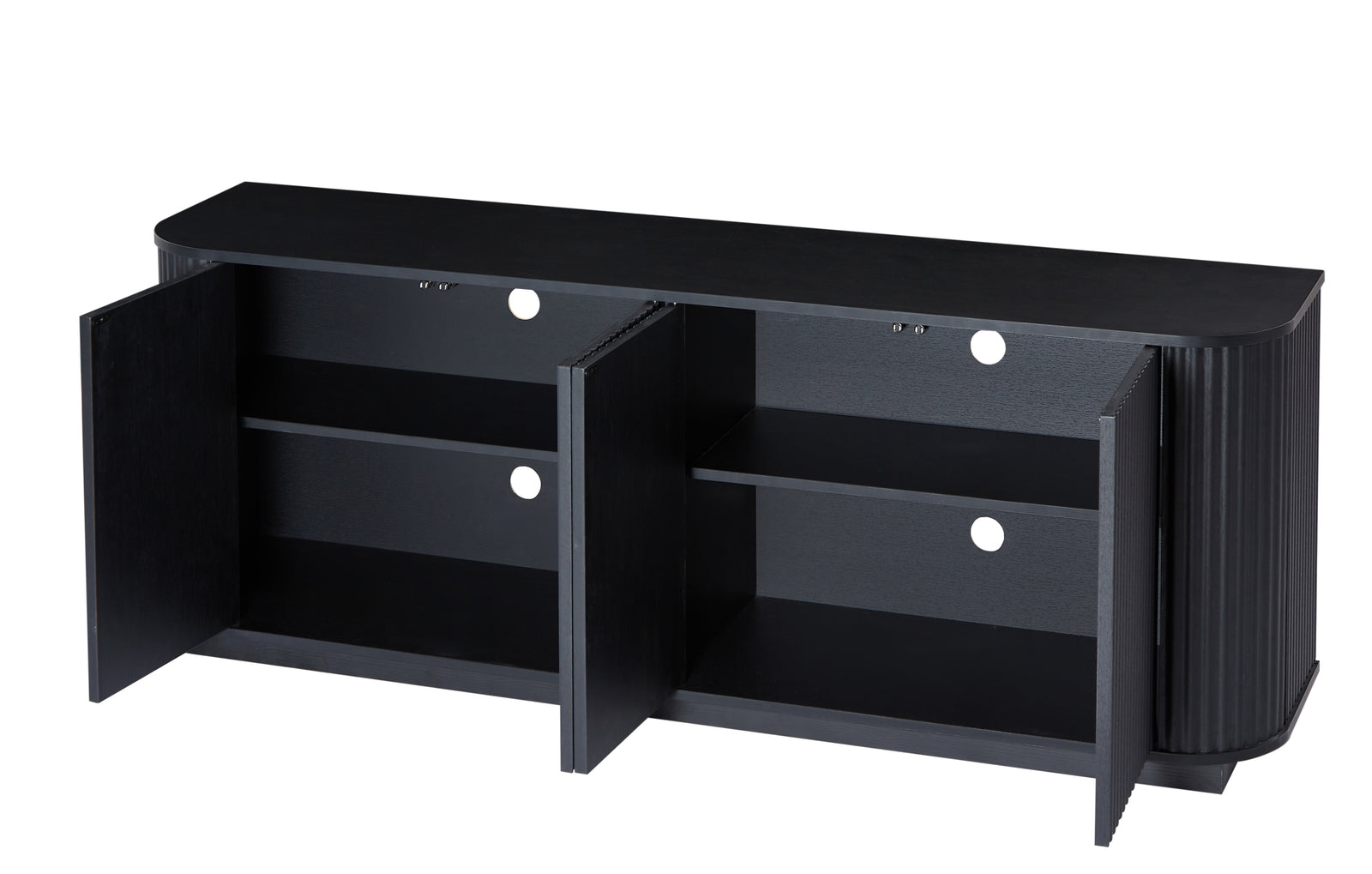 Nøordka Light TV Stand Default 64" Contemporary Wooden TV Stand & Sideboard with Waved Carving
