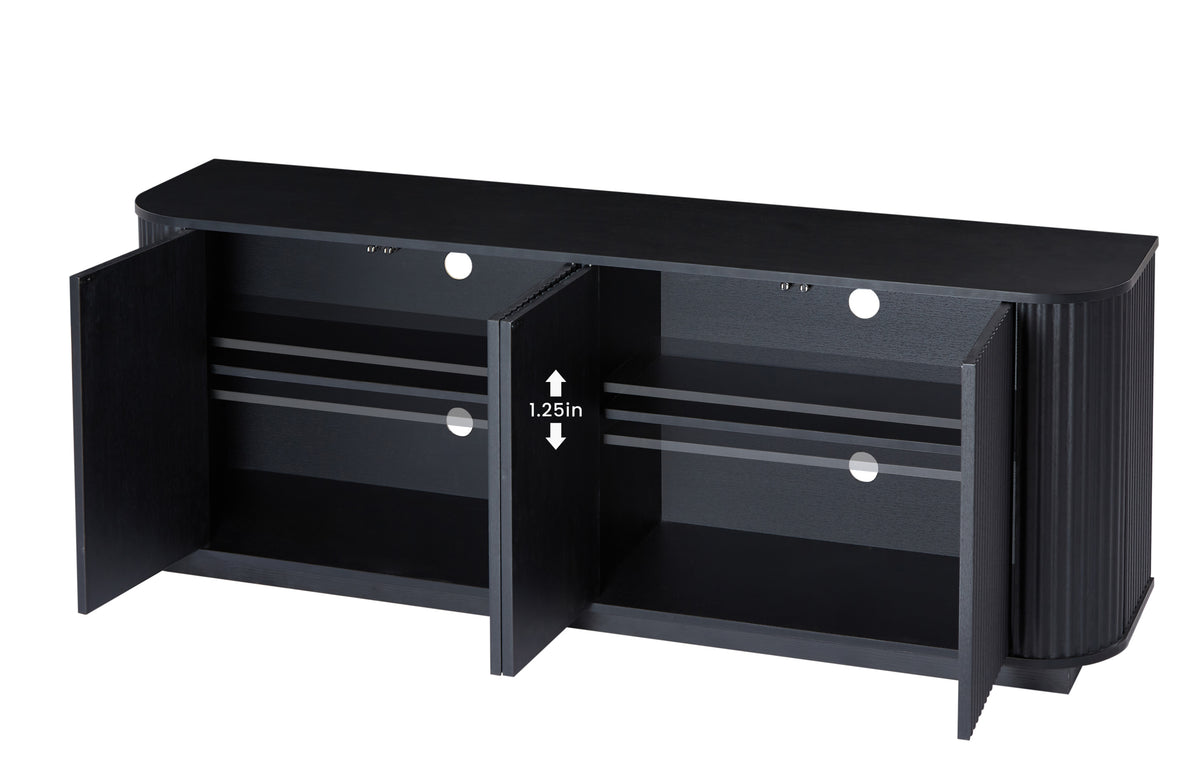 Nøordka Light TV Stand Default 64" Contemporary Wooden TV Stand &amp; Sideboard with Waved Carving
