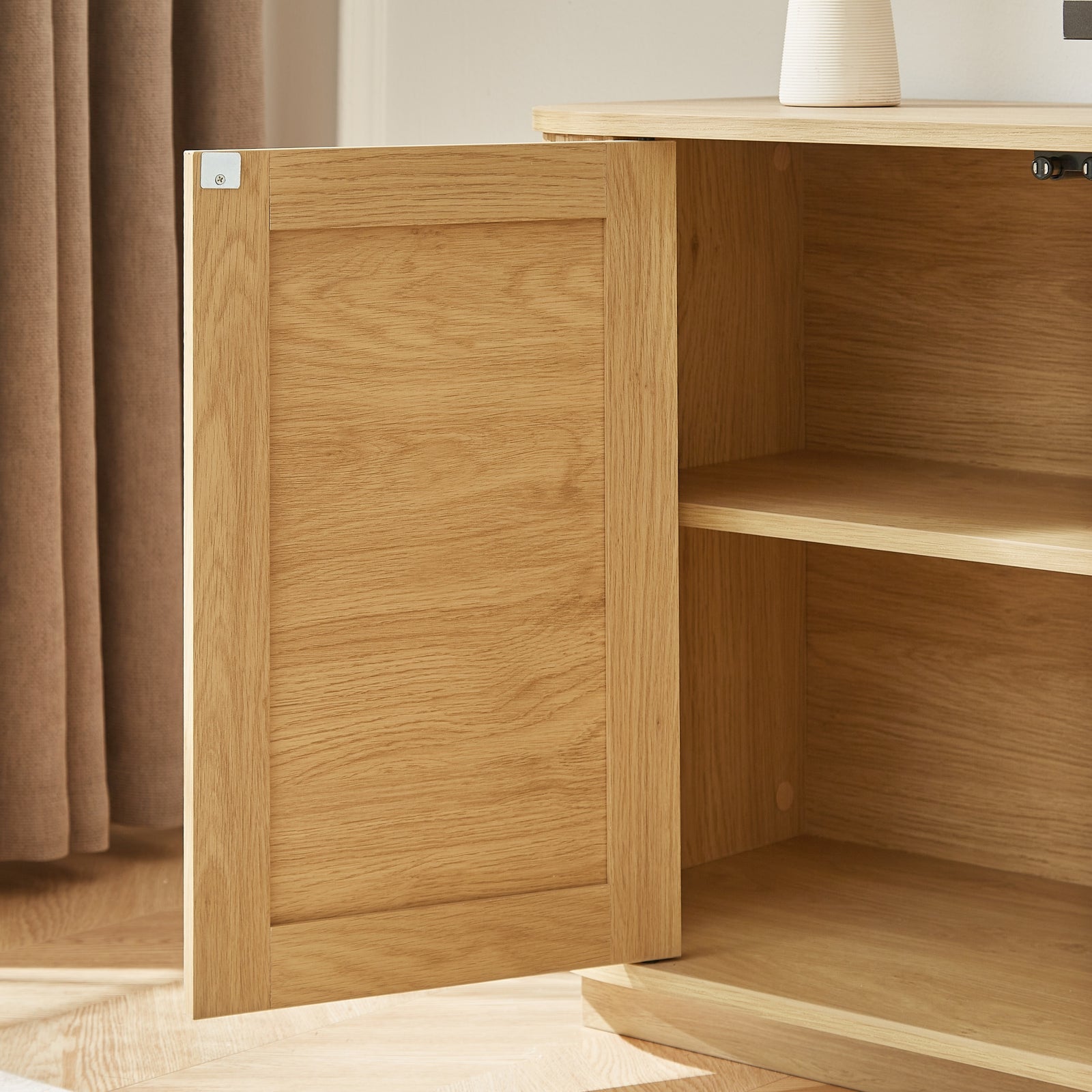 Nøordka Light TV Stand Default 64" Natural Finish Modern Wavy TV Stand with Storage Space