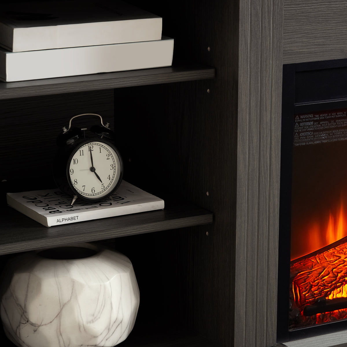 Nøordka Light TV Stand Default 65" Gray TV Stand with Large Cabinet &amp; 23" Electric Fireplace for TVs Up to 70"