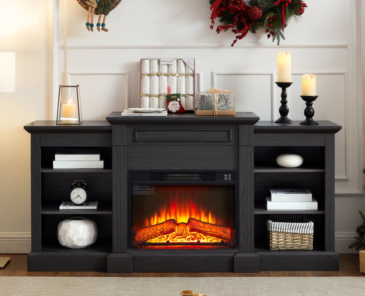 Nøordka Light TV Stand Default 65" Gray TV Stand with Large Cabinet &amp; 23" Electric Fireplace for TVs Up to 70"