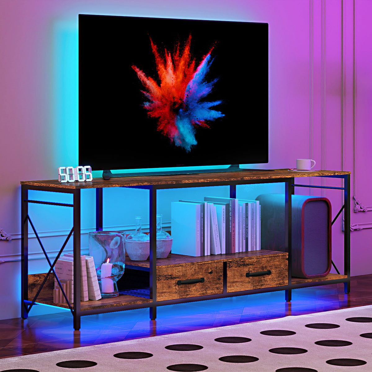 Nøordka Light TV Stand Default 65" Light Brown TV Stand with LED Lighting for TVs up to 75"