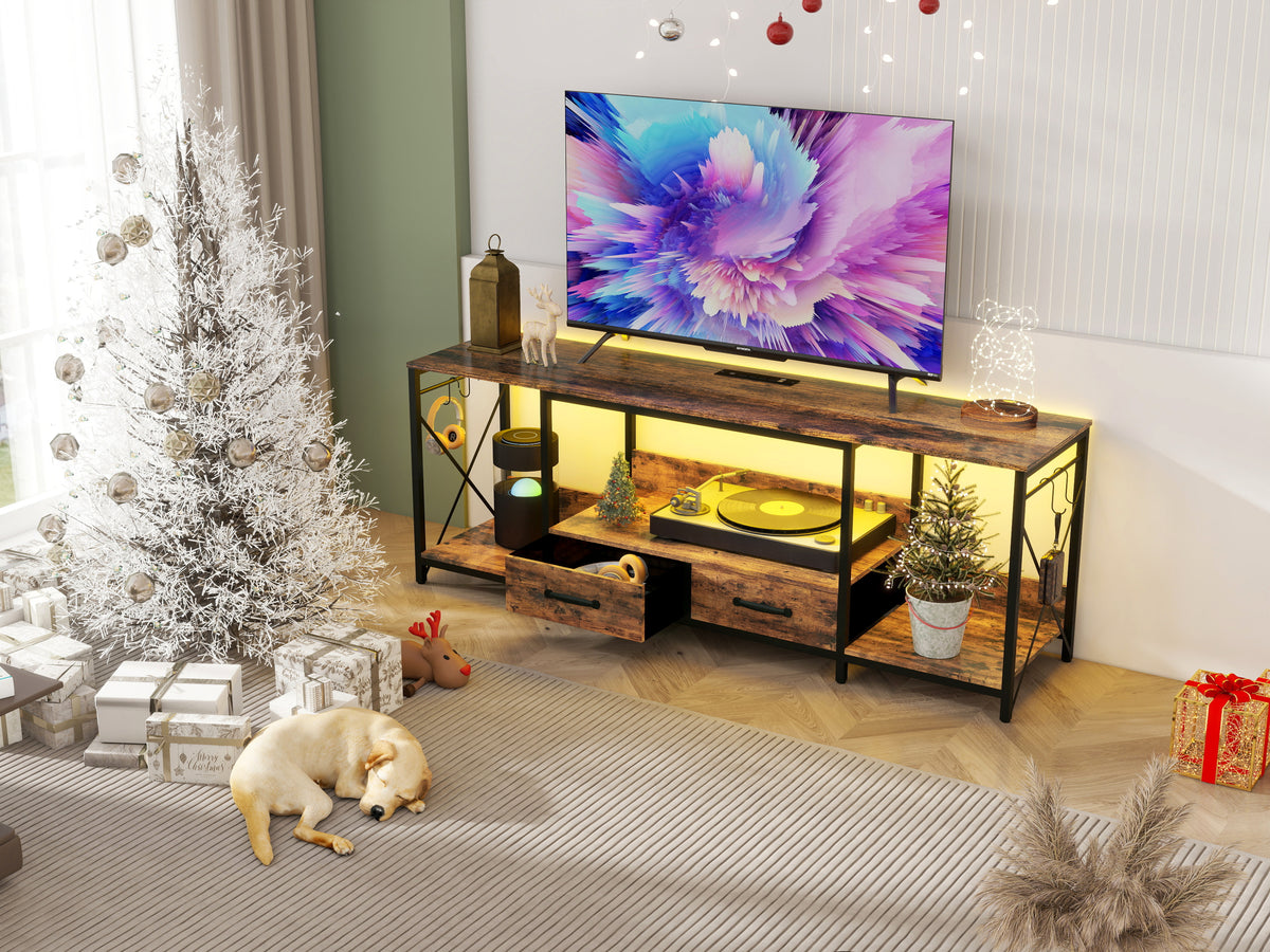 Nøordka Light TV Stand Default 65" Light Brown TV Stand with LED Lighting for TVs up to 75"
