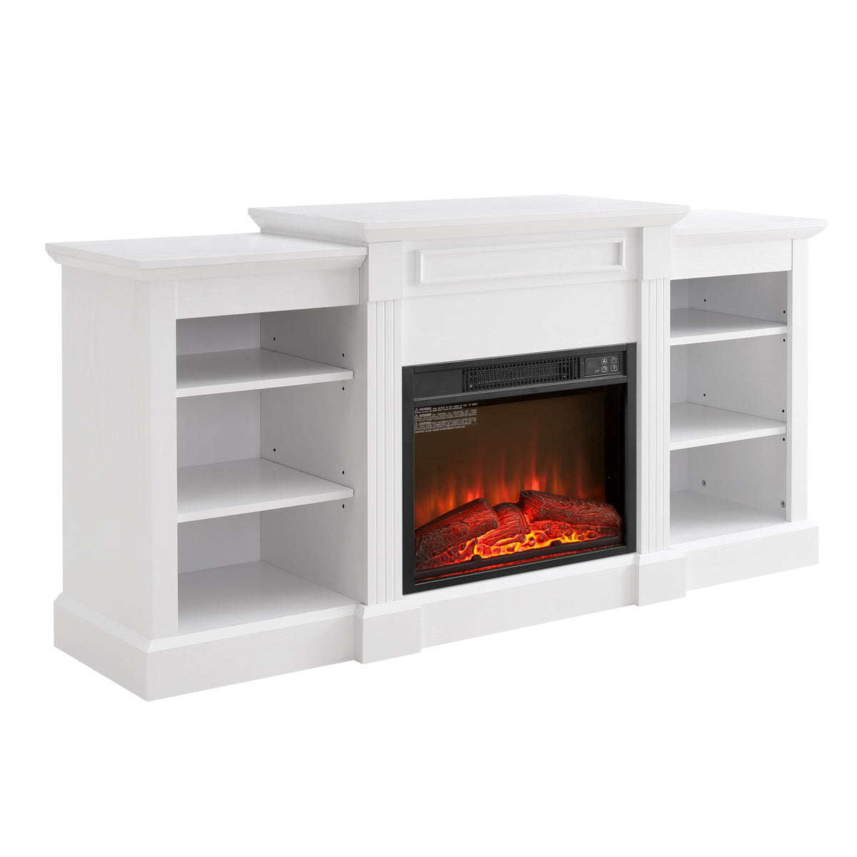 Nøordka Light TV Stand Default 65" White Media Console Table &amp; 23 Inch Fireplace Insert for TV Up to 70 Inches