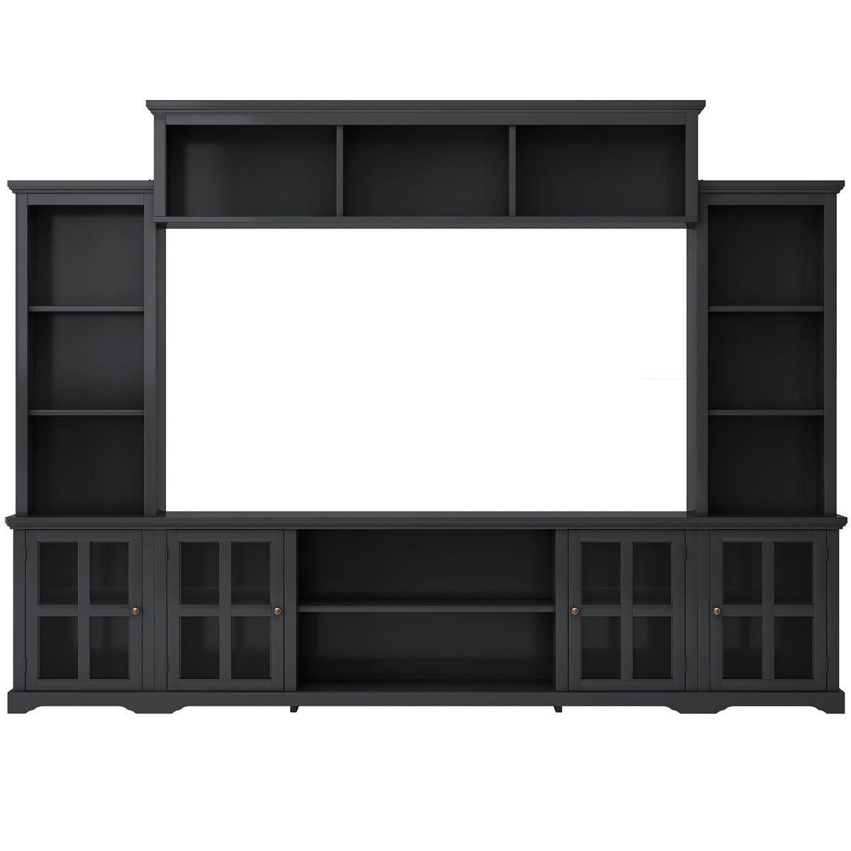 Nøordka Light TV Stand Default 66" Black TV Stand Wall Unit with Particle Board &amp; Tempered Glass
