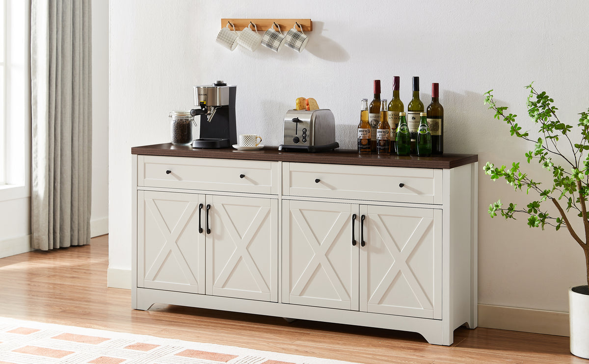 Nøordka Light TV Stand Default 66" White Multifunctional TV Cabinet Combination Wall Unit for TVs up to 69"