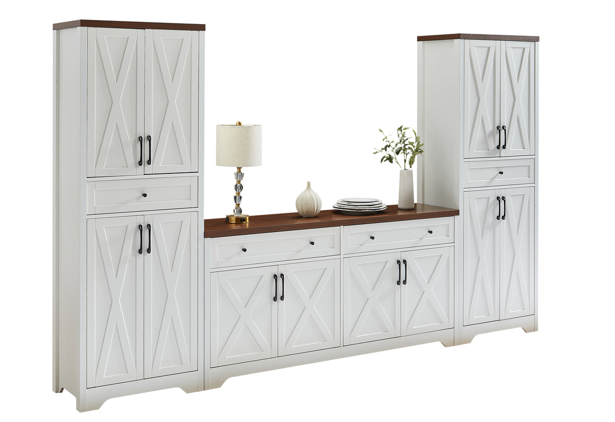 Nøordka Light TV Stand Default 66" White Multifunctional TV Cabinet Combination Wall Unit for TVs up to 69"