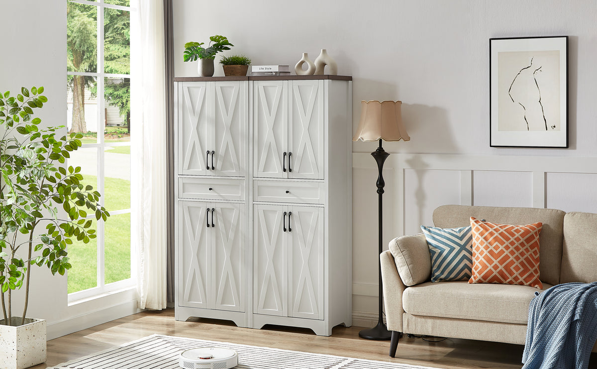 Nøordka Light TV Stand Default 66" White Multifunctional TV Cabinet Combination Wall Unit for TVs up to 70"