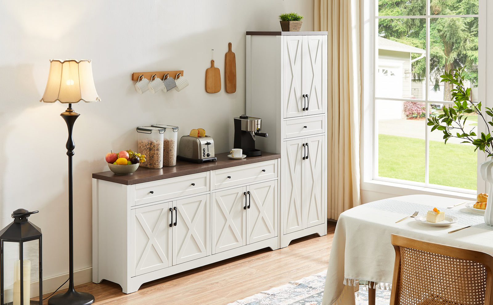 Nøordka Light TV Stand Default 66" White Multifunctional TV Cabinet Combination Wall Unit for TVs up to 70"